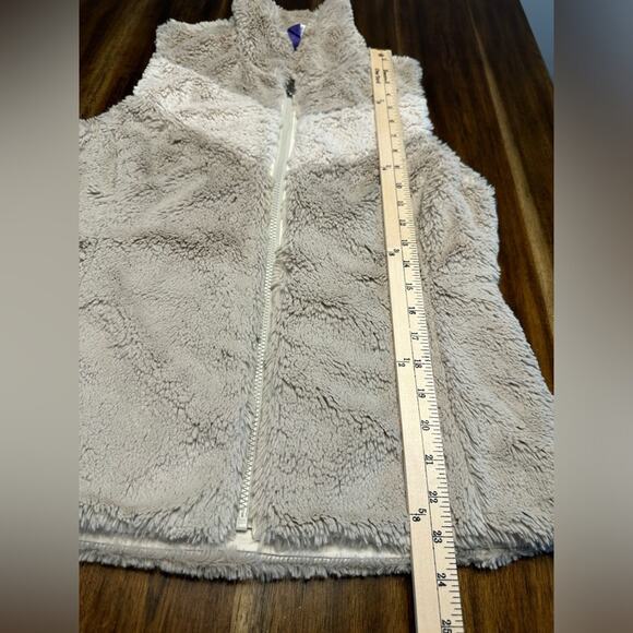 Patagonia Pelage Full Zip Fleece Vest Size Medium Green Cream Fuzzy GUC - Picture 6 of 6